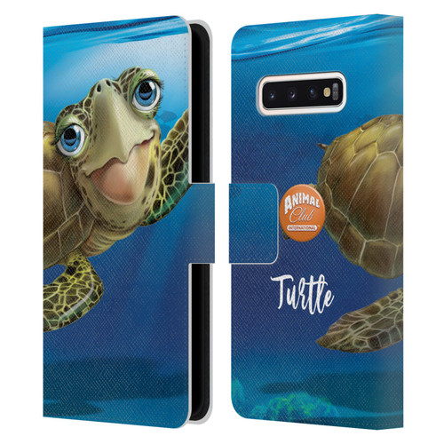 Animal Club International Underwater Sea Turtle Leather Book Wallet Case Cover For Samsung Galaxy S10