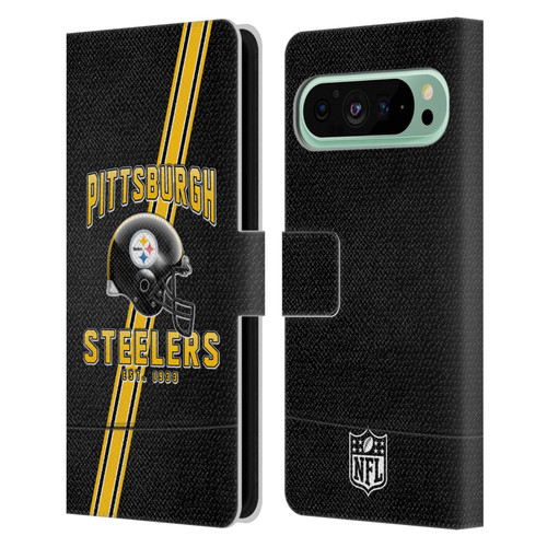 NFL Pittsburgh Steelers Logo Art Football Stripes Leather Book Wallet Case Cover For Google Pixel 9 Pro XL
