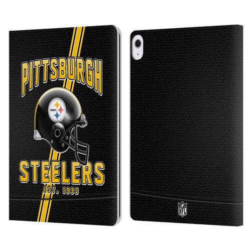 NFL Pittsburgh Steelers Logo Art Football Stripes Leather Book Wallet Case Cover For Apple iPad Air 13 2024