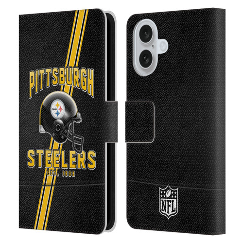 NFL Pittsburgh Steelers Logo Art Football Stripes Leather Book Wallet Case Cover For Apple iPhone 16