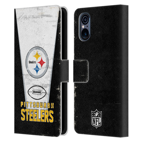 NFL Pittsburgh Steelers Logo Art Banner Leather Book Wallet Case Cover For Sony Xperia 5 V 5G