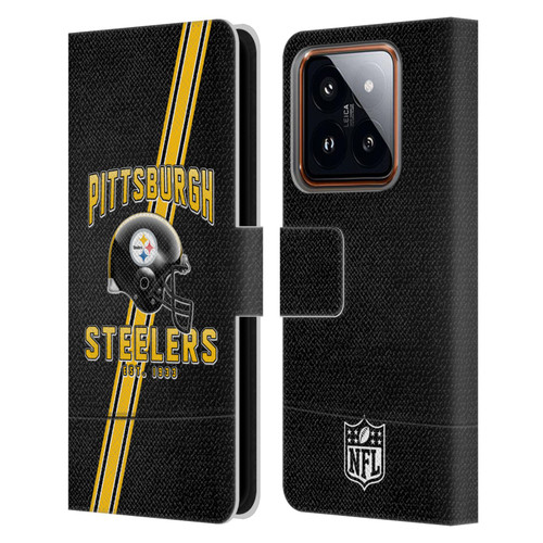 NFL Pittsburgh Steelers Logo Art Football Stripes Leather Book Wallet Case Cover For Xiaomi 14