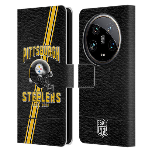 NFL Pittsburgh Steelers Logo Art Football Stripes Leather Book Wallet Case Cover For Xiaomi 14 Ultra