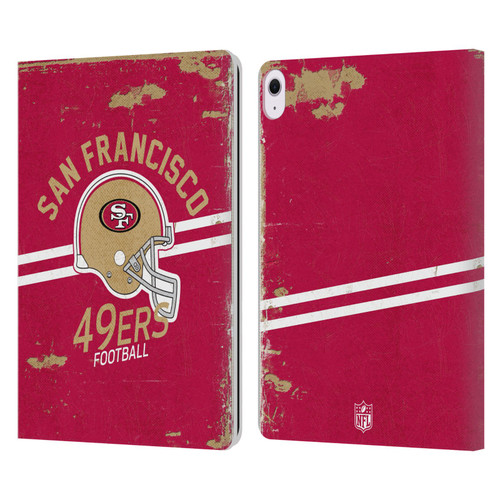 NFL San Francisco 49ers Logo Art Helmet Distressed Leather Book Wallet Case Cover For Apple iPad Air 13 2024/2025