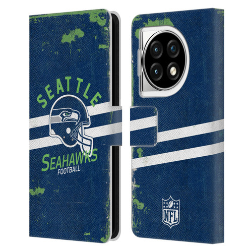 NFL Seattle Seahawks Logo Art Helmet Distressed Leather Book Wallet Case Cover For OPPO OnePlus Ace 3 5G