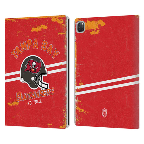 NFL Tampa Bay Buccaneers Logo Art Helmet Distressed Leather Book Wallet Case Cover For Apple iPad Pro 13 M4 2024