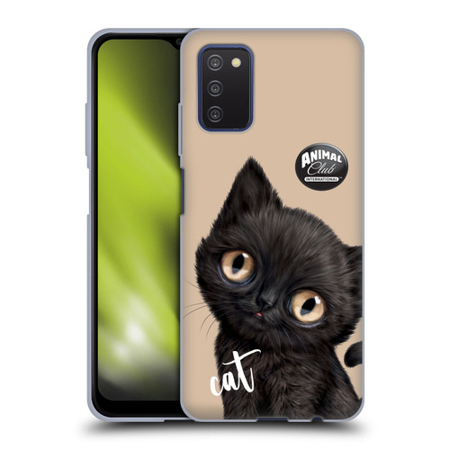 Animal Club International Faces Black Cat Soft Gel Case for Samsung Galaxy A03s (2021)