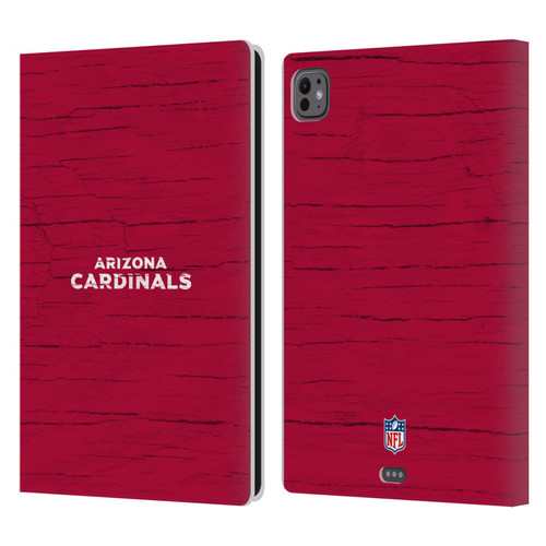 NFL Arizona Cardinals Logo Distressed Look Leather Book Wallet Case Cover For Apple iPad Pro 11 M4 2024