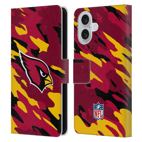 NFL Arizona Cardinals Logo Camou Leather Book Wallet Case Cover For Apple iPhone 16
