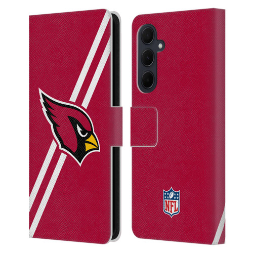 NFL Arizona Cardinals Logo Stripes Leather Book Wallet Case Cover For Samsung Galaxy A35 5G