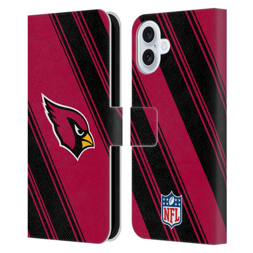 NFL Arizona Cardinals Artwork Stripes Leather Book Wallet Case Cover For Apple iPhone 16 Plus