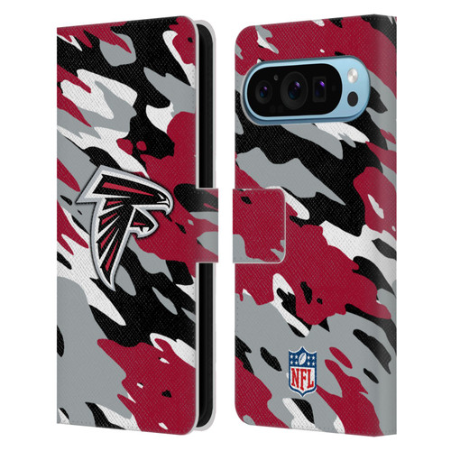 NFL Atlanta Falcons Logo Camou Leather Book Wallet Case Cover For Google Pixel 9 / Pixel 9 Pro