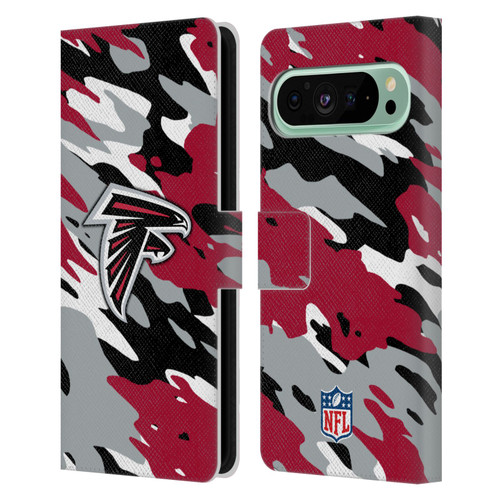 NFL Atlanta Falcons Logo Camou Leather Book Wallet Case Cover For Google Pixel 9 Pro XL
