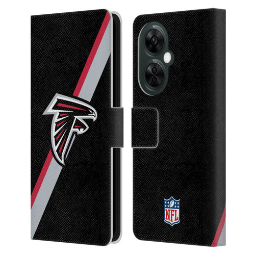NFL Atlanta Falcons Logo Stripes Leather Book Wallet Case Cover For OnePlus Nord CE 3 Lite 5G