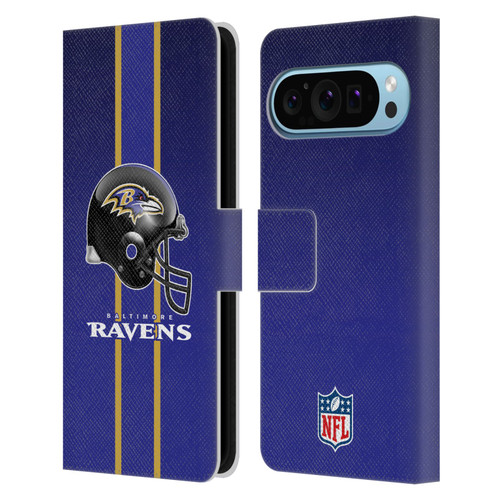 NFL Baltimore Ravens Logo Helmet Leather Book Wallet Case Cover For Google Pixel 9 / Pixel 9 Pro