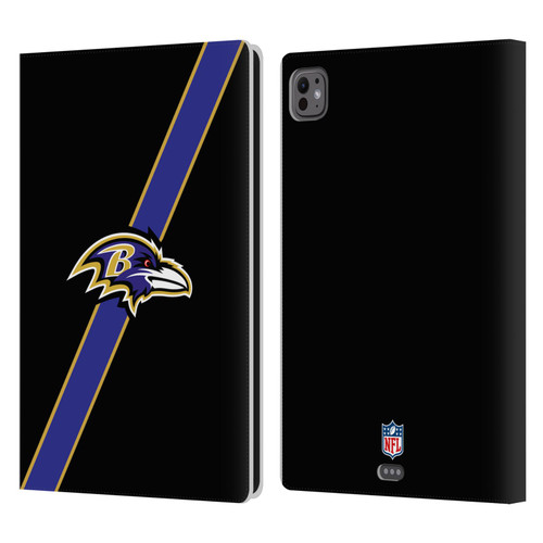 NFL Baltimore Ravens Logo Stripes Leather Book Wallet Case Cover For Apple iPad Pro 11 M4 2024