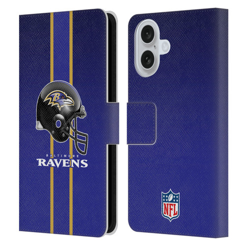 NFL Baltimore Ravens Logo Helmet Leather Book Wallet Case Cover For Apple iPhone 16