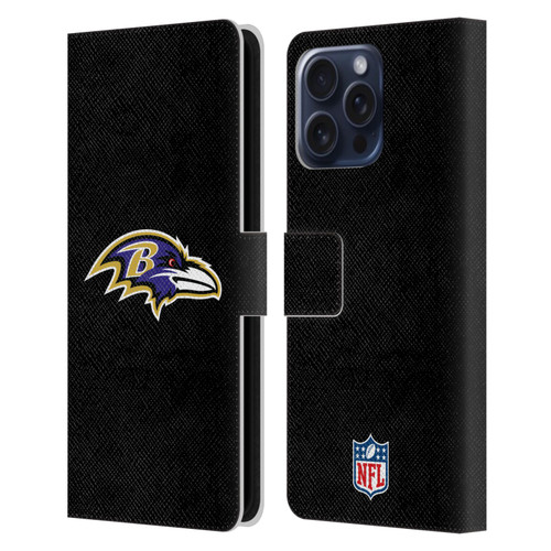 NFL Baltimore Ravens Logo Plain Leather Book Wallet Case Cover For Apple iPhone 16 Pro Max