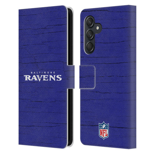 NFL Baltimore Ravens Logo Distressed Look Leather Book Wallet Case Cover For Samsung Galaxy M55 5G