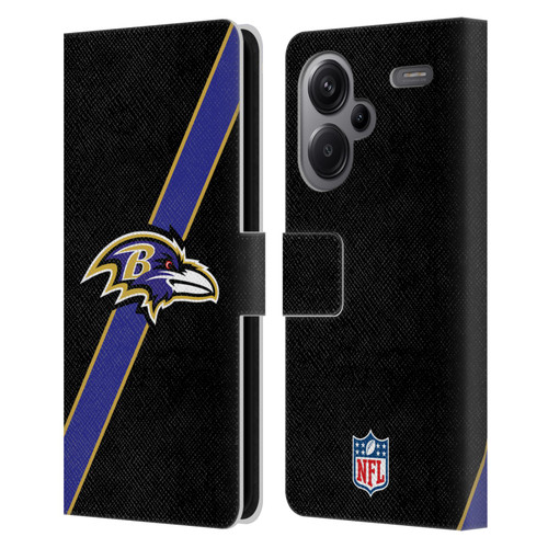 NFL Baltimore Ravens Logo Stripes Leather Book Wallet Case Cover For Xiaomi Redmi Note 13 Pro Plus 5G