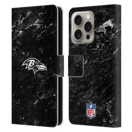 NFL Baltimore Ravens Artwork Marble Leather Book Wallet Case Cover For Apple iPhone 16 Pro