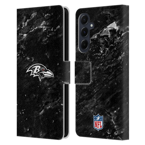 NFL Baltimore Ravens Artwork Marble Leather Book Wallet Case Cover For Samsung Galaxy A55 5G