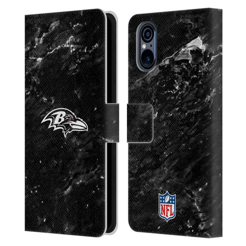 NFL Baltimore Ravens Artwork Marble Leather Book Wallet Case Cover For Sony Xperia 5 V 5G