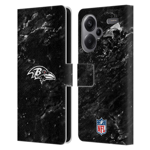 NFL Baltimore Ravens Artwork Marble Leather Book Wallet Case Cover For Xiaomi Redmi Note 13 Pro Plus 5G