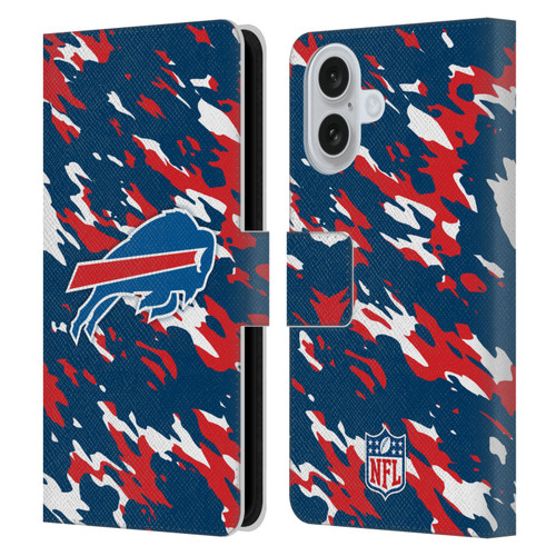 NFL Buffalo Bills Logo Camou Leather Book Wallet Case Cover For Apple iPhone 16
