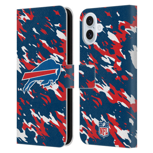 NFL Buffalo Bills Logo Camou Leather Book Wallet Case Cover For Apple iPhone 16 Plus