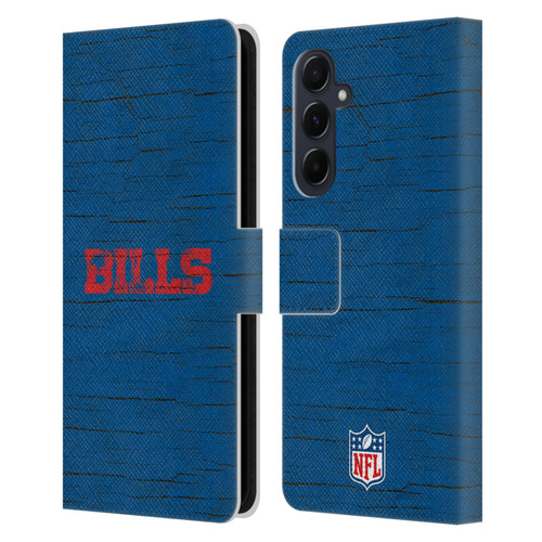 NFL Buffalo Bills Logo Distressed Look Leather Book Wallet Case Cover For Samsung Galaxy A55 5G