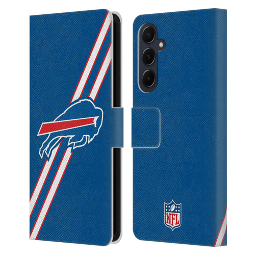NFL Buffalo Bills Logo Stripes Leather Book Wallet Case Cover For Samsung Galaxy A55 5G