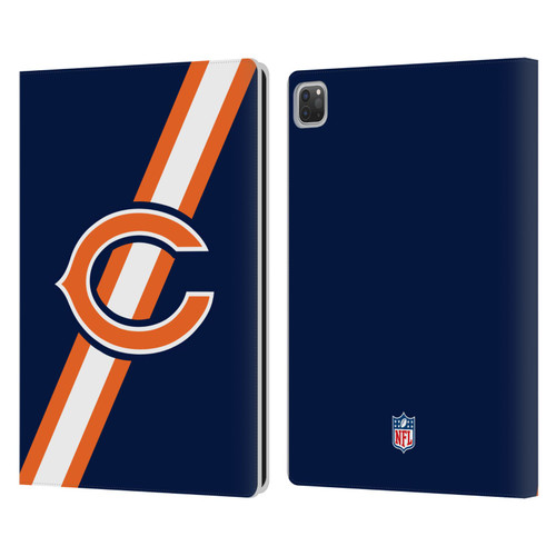 NFL Chicago Bears Logo Stripes Leather Book Wallet Case Cover For Apple iPad Pro 13 M4 2024