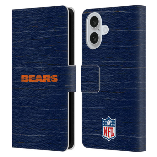 NFL Chicago Bears Logo Distressed Look Leather Book Wallet Case Cover For Apple iPhone 16