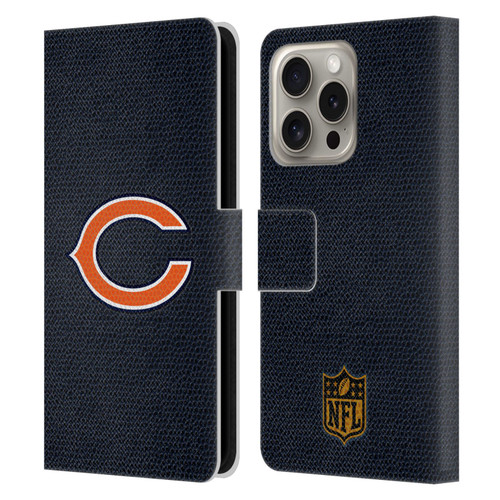 NFL Chicago Bears Logo Football Leather Book Wallet Case Cover For Apple iPhone 16 Pro