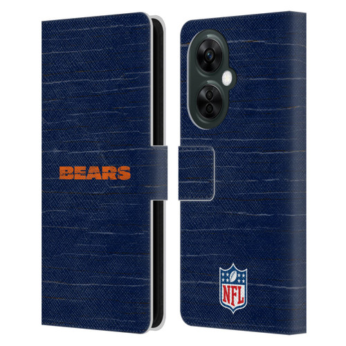 NFL Chicago Bears Logo Distressed Look Leather Book Wallet Case Cover For OnePlus Nord CE 3 Lite 5G