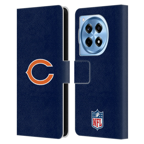 NFL Chicago Bears Logo Plain Leather Book Wallet Case Cover For OnePlus 12R