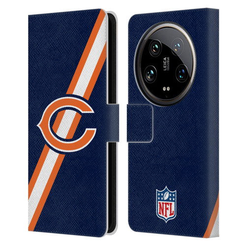 NFL Chicago Bears Logo Stripes Leather Book Wallet Case Cover For Xiaomi 14 Ultra