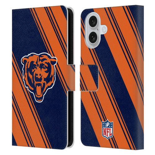 NFL Chicago Bears Artwork Stripes Leather Book Wallet Case Cover For Apple iPhone 16