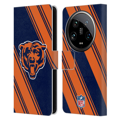 NFL Chicago Bears Artwork Stripes Leather Book Wallet Case Cover For Xiaomi 14 Ultra