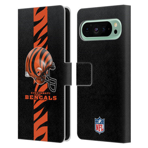 NFL Cincinnati Bengals Logo Helmet Leather Book Wallet Case Cover For Google Pixel 9 Pro XL