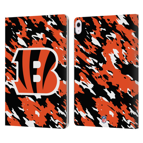 NFL Cincinnati Bengals Logo Camou Leather Book Wallet Case Cover For Apple iPad Air 13 2024/2025