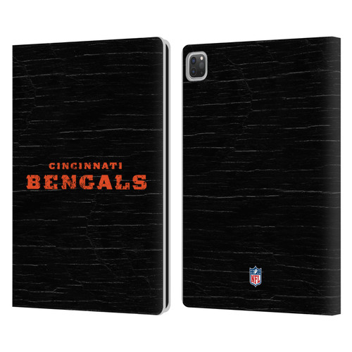 NFL Cincinnati Bengals Logo Distressed Look Leather Book Wallet Case Cover For Apple iPad Pro 13 M4 2024