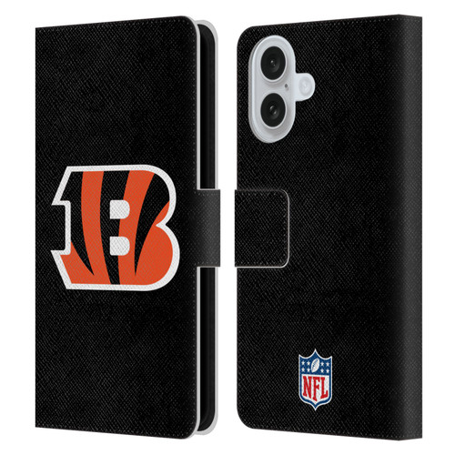 NFL Cincinnati Bengals Logo Plain Leather Book Wallet Case Cover For Apple iPhone 16