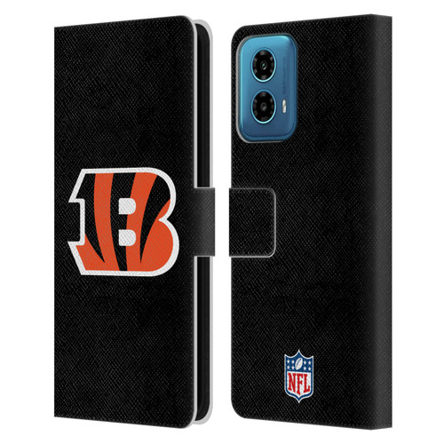 NFL Cincinnati Bengals Logo Plain Leather Book Wallet Case Cover For Motorola Moto G34 5G
