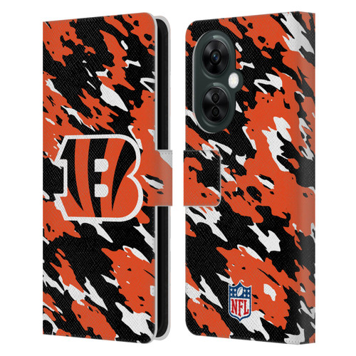 NFL Cincinnati Bengals Logo Camou Leather Book Wallet Case Cover For OnePlus Nord CE 3 Lite 5G