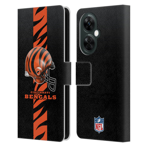 NFL Cincinnati Bengals Logo Helmet Leather Book Wallet Case Cover For OnePlus Nord CE 3 Lite 5G