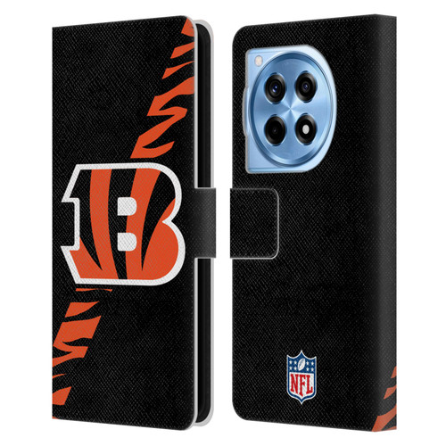 NFL Cincinnati Bengals Logo Stripes Leather Book Wallet Case Cover For OnePlus 12R