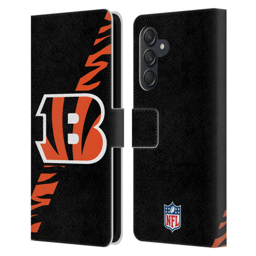 NFL Cincinnati Bengals Logo Stripes Leather Book Wallet Case Cover For Samsung Galaxy M55 5G