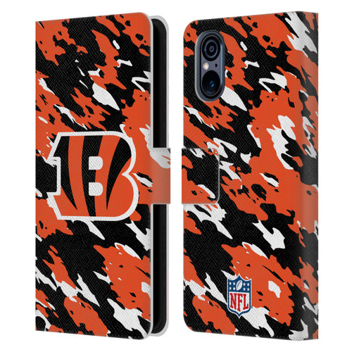NFL Cincinnati Bengals Logo Camou Leather Book Wallet Case Cover For Sony Xperia 5 V 5G